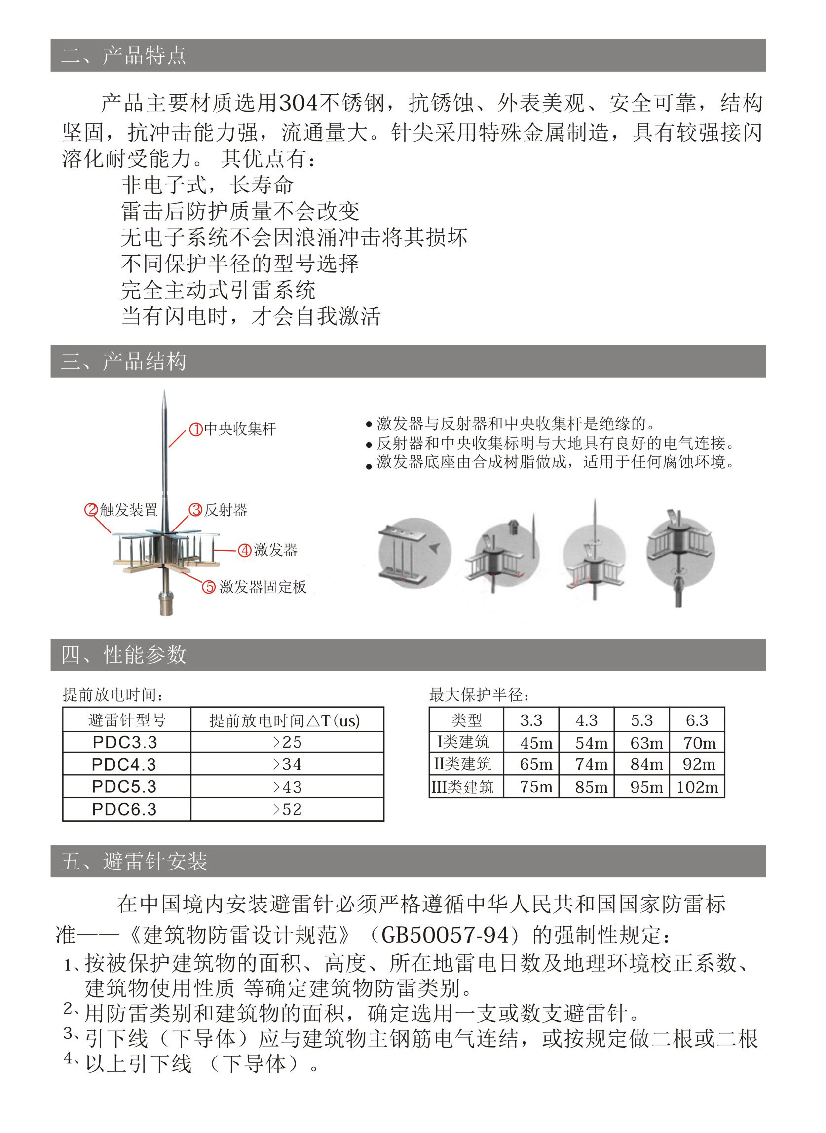 提前放電避雷針